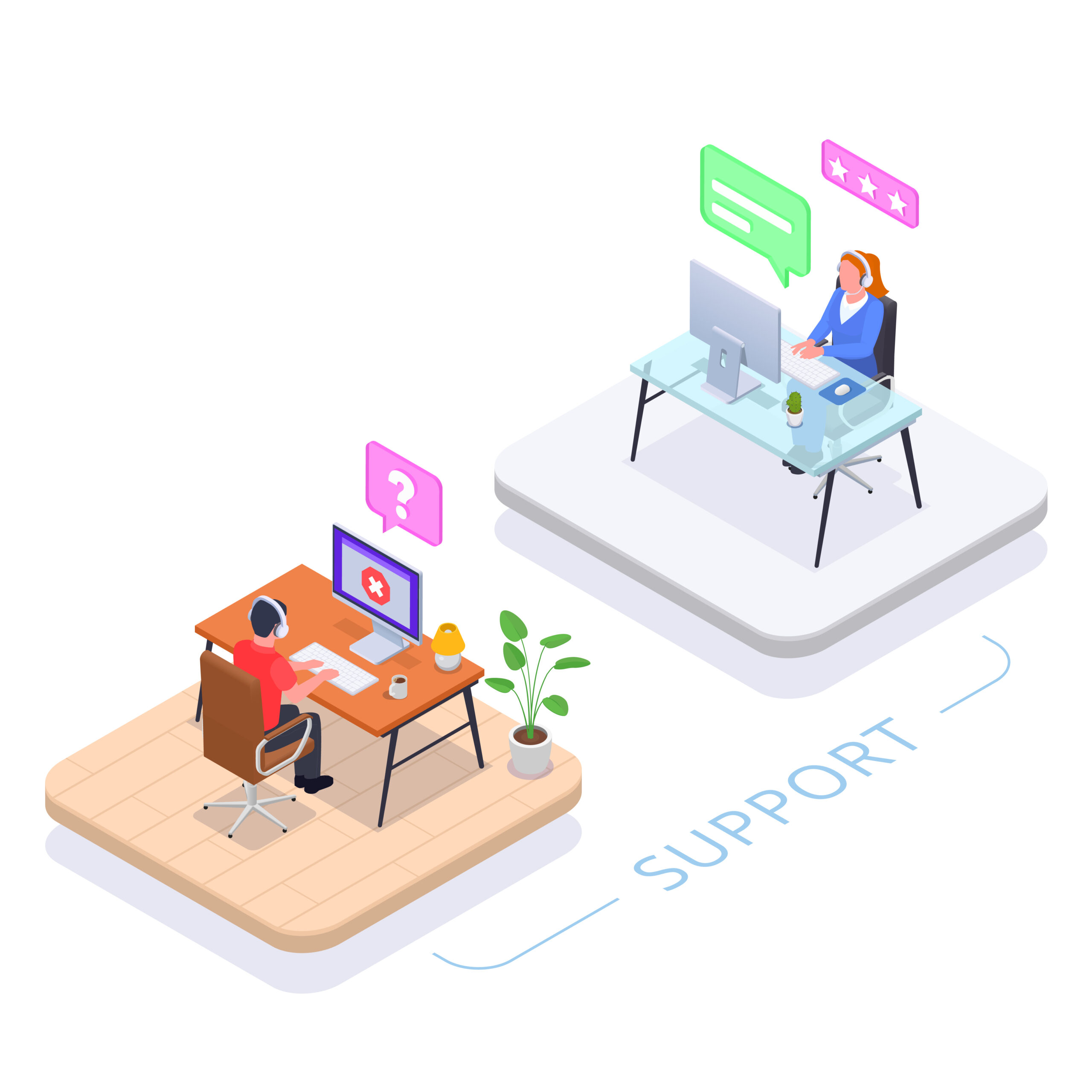 Call Center Helpdesk Isometric Concept